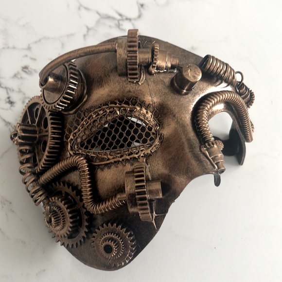 Vintage Steam Punk Cyborg Mask For Halloween Costume Party Gold NWT - Picture 5 of 6
